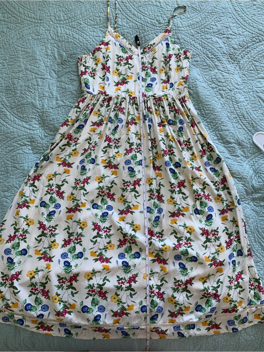 Old Navy White Floral Maxi Dress with Blue, Yellow & Pink Blooms - Picture 6 of 8